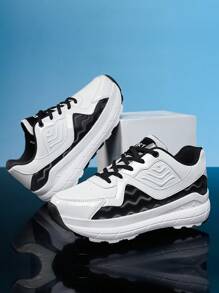 儿童鞋极具吸引力的多功能运动鞋，带可拆卸变形双轮系带滚轮男女休闲鞋，时尚轮滑鞋 - 黑與白 - 查看 3