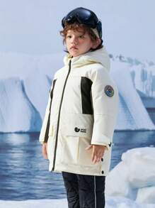 mini bala Áo khoác lông vũ dài cho bé trai Áo khoác mùa đông ấm áp cho bé - Màu trắng sữa - Xem 2