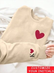 Gifts For Your Girlfriend/Wife, Valentine's Day Gifts, Personalized Couple Sweatshirts, Custom Women's Crew Neck Sweatshirts - Add Your Own Initials To Customize Your Own T-Shirt (First Letter Of Your Name/Family Member/Party Classmates/Friends) To Design Your Own Personalized Printed T-Shirt, Logo | Business | Wedding Gifts | Party Costumes | Birthday Gifts | Halloween Costumes | Christmas Costumes, Custom Names