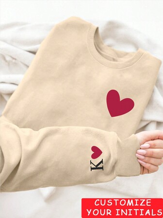 Regalos para tu novia/esposa, regalos del Día de San Valentín, sudaderas personalizadas para parejas, sudaderas de cuello redondo personalizadas para mujer - Agrega tus propias iniciales para personalizar tu propia camiseta (primera letra de tu nombre/miembro de la familia/compañeros de clase/amigos) para diseñar tu propia camiseta impresa personalizada, logotipo | Negocios | Regalos de boda | Disfraces de fiesta | Regalos de cumpleaños | Disfraces de Halloween | Disfraces navideños, nombres personalizados