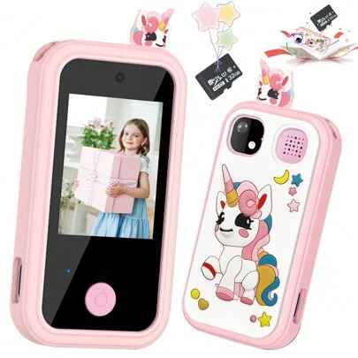 Teléfono inteligente con tema de unicornio para niñas, juguete de aprendizaje con pantalla táctil, regalo de cumpleaños/festividad, adecuado para niñas de 3 a 12 años