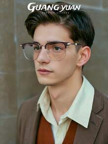 1 副 TR 金属框架商务休闲时尚透明镜片眼镜，男女通用，高端日常多功能装饰水晶镜片 - A - 查看 1