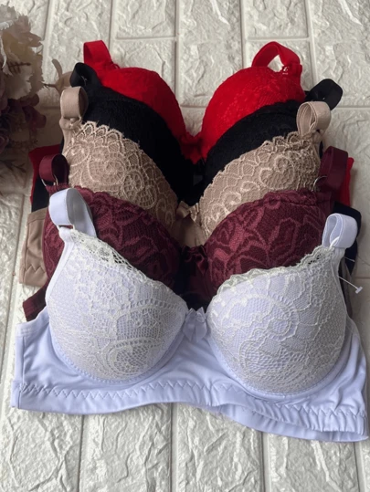 Kit 5 Sutiãs Rendado com BOJO Alça Regulável Efeito Silicone Premium Direto da Fabrica