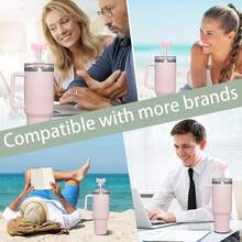 1 套/2 件 10 毫米优雅蝴蝶结硅胶吸管塞，可调节蝴蝶结杯配件，适用于 30 盎司和 40 盎司玻璃杯，婚礼派对圣诞礼物 - 彩色 - 查看 4