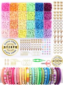 Ton Perlen Set, 28 Farben flache runde Polymer Ton Perlen für Schmuckherstellung, Ton Abstandsperlen für Armband Kette Ohrringe Selbermachen mit Buchstabenperlen für Erwachsene