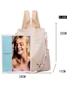 Women Backpack Backpack Bag Waterproof Nylon Embroidery[9944] - Black - View 4