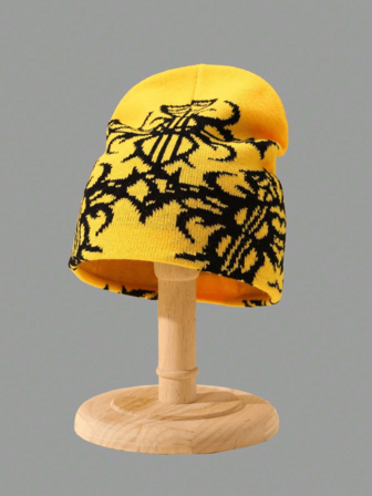 1顶提花针织帽，户外防寒针织帽，休闲百搭冬季保暖帽，适合日常通勤，男女皆宜。