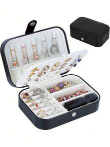 双层大容量珠宝盒化妆桌首饰收纳盒便携式旅行珠宝收纳盒简约旅行居家 - 首飾盒 - 查看 14