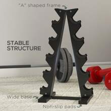 SPORTNOW 5-Tier Dumbbell Rack, Dumbbell Storage Stand Holder, Steel Weight Tree For Home Gym - Black - View 6