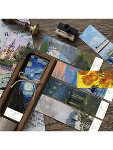 30 件装经典油画艺术书签梵高与莫奈艺术留言卡 DIY 装饰小卡片 - 彩色 - 查看 4