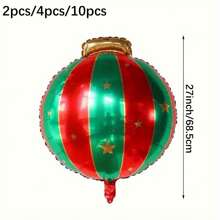 8 件/套圣诞装饰形铝箔气球和糖果设计气球，圣诞派对装饰，圣诞节 - 彩色 - 查看 6