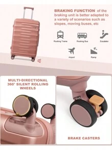 Sea Choice Luggage Sets 3 Piece ABS Hard Shell Suitcases Sets Of 3 Piece With Brake Caster 8 Spinner Wheels Cabin Luggage 55x40x21 With YKK Zipper TSA Lock+Packing Cubes 6 PCS Carry On