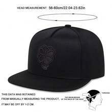 1Piece Men Four-Leaf Clover Embroidered Hip Hop Hat Outdoor Adjustable Sunscreen Leisure Hat Spring Autumn Travel Tourism Beach - Black - View 4