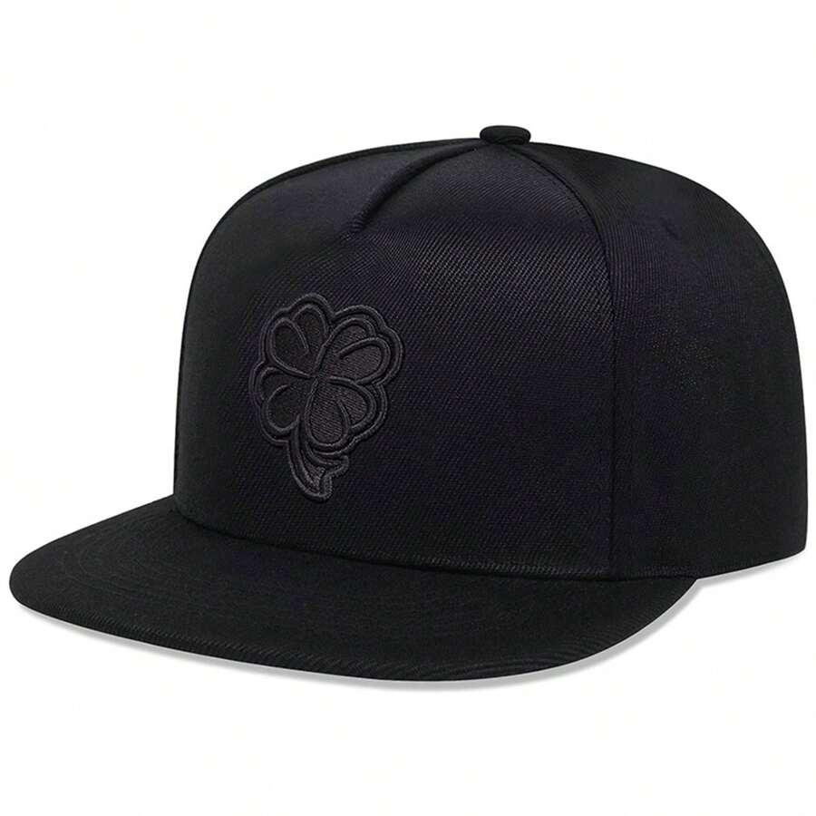 1Piece Men Four-Leaf Clover Embroidered Hip Hop Hat Outdoor Adjustable Sunscreen Leisure Hat Spring Autumn Travel Tourism Beach - Black - View 1