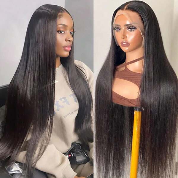 Straight Lace Front Wigs Human Hair Pre Plucked With Baby Hair 13x4 Straight HD Transparent Lace Front Wigs For Women 150 Density Glueless Wig Natural Color