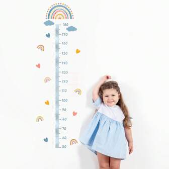 1pc Rainbow Clouds Height Children Baby Wall Stickers Background Bedroom Wall Decoration Wall Stickers Baby Shower Family Decorations Gifts