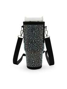 1pc High-Capacity Diving Material 40oz Insulated Cup Sleeve With Rhinestone Decoration, Adjustable Multi-Functional Cup Sleeve For Outdoor Activities Water Bottle