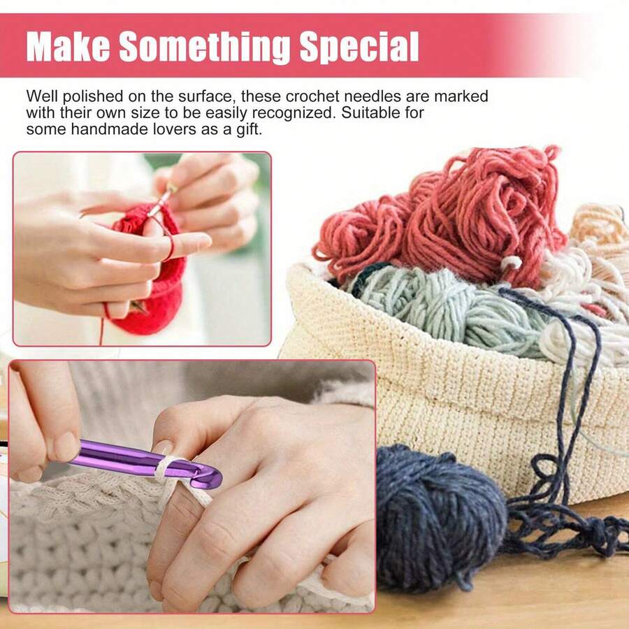 73 Piece Crochet Kit Crochet Hooks Knitting Needles Yarn Balls And Tote