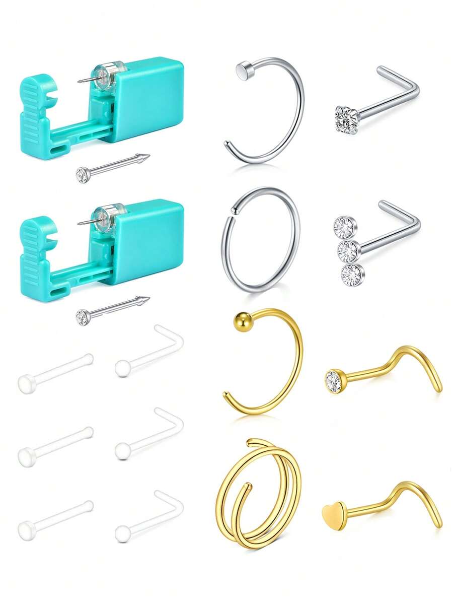CIZME Ear Piercing Kit Gold Nose Piercing Kit Belly Button Piercing Kit