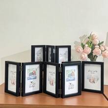 一套2/3/4格黑色多图相框，可容纳4x6英寸和5x7英寸照片，竖式铰链组合相框，适合桌面展示，是母亲节、朋友、婚礼、家庭、宠物等场合的理想礼物。另有7x5英寸2/3/4格玻璃折叠相框可选，可容纳两张12.7x17.8厘米标准照片，是完美的母亲节礼物。