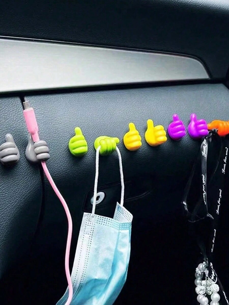 40pcs/20pcs/5pcs/10pcs Multi-Functional Thumb Hooks With Slot Cable Clips, Cable Organizers, Cable Management, Cable Clips, Cable Ties, Car Mini Hooks, Creative Adhesive Thumb Cable Clips Key Holders For Organizing Cables, Earphones And Keys