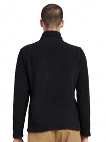 TECTOP Men's Fleece Zipper Sweatshirt, Lightweight Long Sleeve Top, Random Logo Shipped - Black - View 2