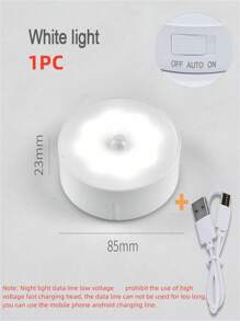 1 pieza/3 piezas/6 piezas Luz con sensor de movimiento, luz nocturna, luz de escalera, regalo creativo, lámpara de mesita de noche con 8 LED, luz nocturna recargable por USB, lámpara para estantería de estudiante (250mAh) - Multicolor - Ver 13