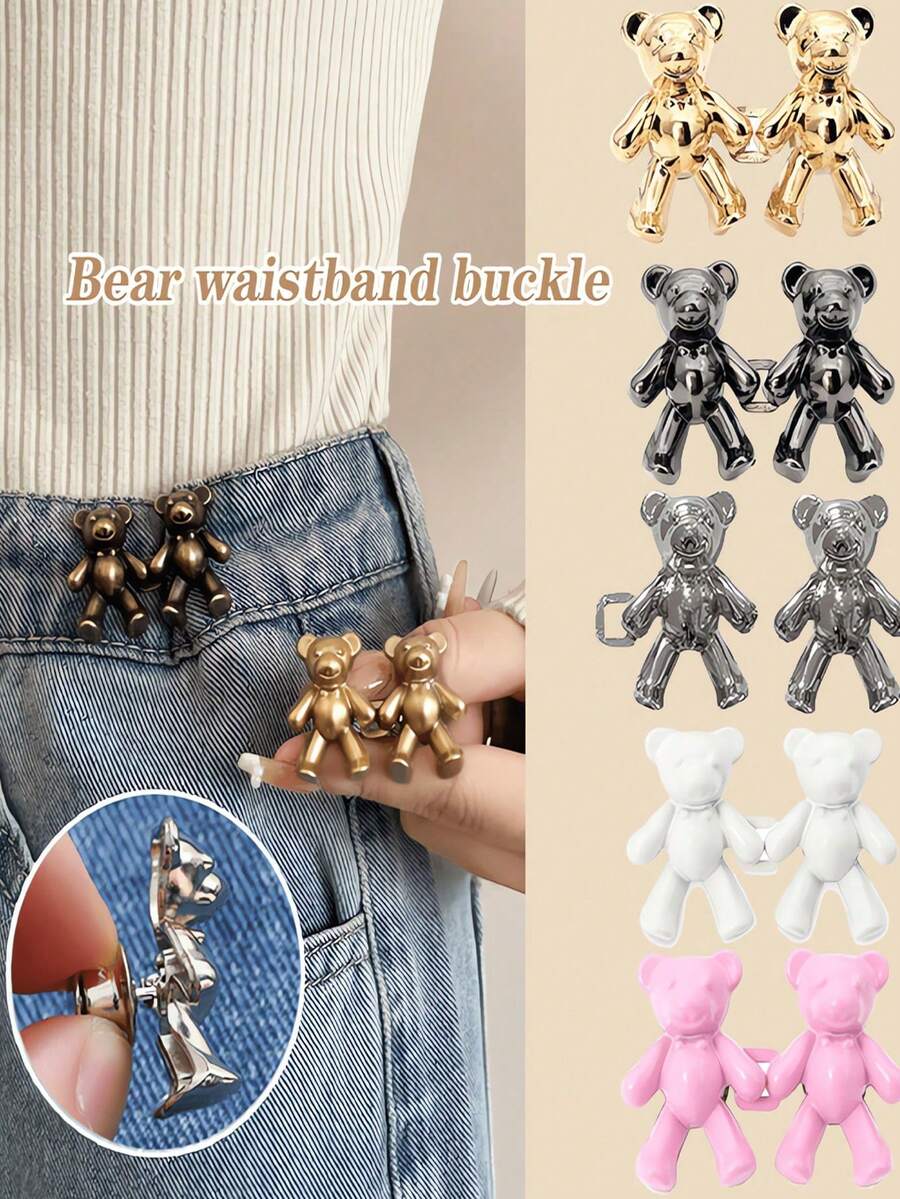 1pc Bear Waist Tighter Eo Button Pins Không cần may và không cần dụng cụ Khóa điều chỉnh eo Quần Nút thắt lưng Quần Jean có thể tháo rời Khóa thắt lưng Quần Jean Nút thắt lưng tức thì Nút cổ áo Ghim cài áo Nút điều chỉnh Bear Button Pin an toàn có thể tháo rời Kẹp eo Kẹp quần Phù hợp với Quần Jeans rộng Nút thay thế Khóa thắt lưng quần - Nhiều màu - Xem 1