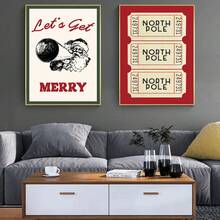 1 件经典圣诞印花圣诞装饰圣诞墙壁艺术节日装饰墙壁艺术、家居装饰、冬季装饰、无框架 - 彩色 - 查看 3