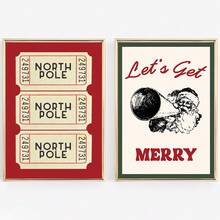 1 件经典圣诞印花圣诞装饰圣诞墙壁艺术节日装饰墙壁艺术、家居装饰、冬季装饰、无框架 - 彩色 - 查看 4