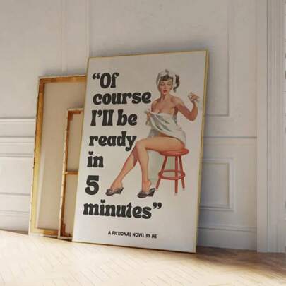 1pc Black And White Bathroom Bedroom Print Girly Retro Funny Prints Getting Ready Pin Up Wall Decor Living Room Bedroom Home Decor No Frame