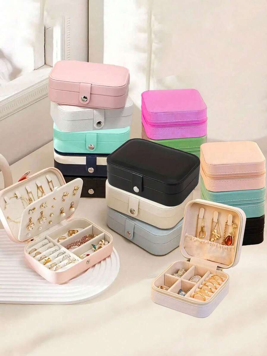 双层大容量珠宝盒化妆桌首饰收纳盒便携式旅行珠宝收纳盒简约旅行居家