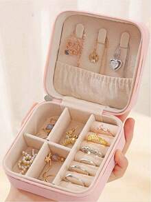 双层大容量珠宝盒化妆桌首饰收纳盒便携式旅行珠宝收纳盒简约旅行居家 - 首飾盒 - 查看 6