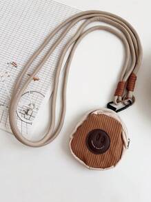 3pcs Set - Korean Style Cartoon Brown Phone Case With Detachable Shoulder Strap, Short Braided Belt, Smiling Face Coin Purse With Earphone Bag, Key Ring, Wrist Strap, Mini Storage Pouch, Couple/Best Friends Gift Gifts For Mother, Family, Friends, Birthday, Holiday Phone Charm, Phone Chain - Brown Bag + Long Rope + Short Rope - View 7