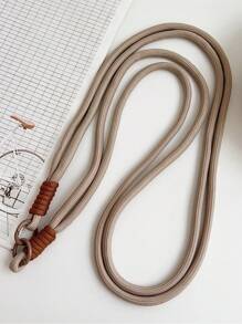 3pcs Set - Korean Style Cartoon Brown Phone Case With Detachable Shoulder Strap, Short Braided Belt, Smiling Face Coin Purse With Earphone Bag, Key Ring, Wrist Strap, Mini Storage Pouch, Couple/Best Friends Gift Gifts For Mother, Family, Friends, Birthday, Holiday Phone Charm, Phone Chain - Brown Bag + Long Rope + Short Rope - View 5