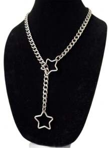 1 chiếc vòng cổ xích trượt cho phụ nữ làm thủ công bằng tay hình trái tim Punk vòng cổ choker trang sức vòng cổ chữ Y Gothic có thể điều chỉnh, dành cho cả nam và nữ, phù hợp cho các buổi tụ tập thường ngày - ngôi sao bạc - Xem 10