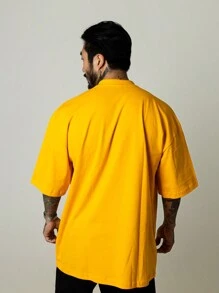 Oversized Yellow Patterned T-Shirt - 黃色 - 查看 5