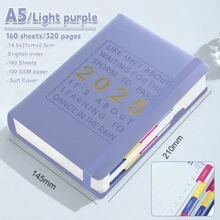 2025 A5 计划本笔记本日程本英文月/周/日计划本日记本学生礼品办公和学校用品文具