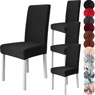 Funda Elástica 4pcs Protectora De Silla Comedor Color Sólido, Tejido de alta calidad, suave y cómodo, no plegable, sin necesidad de planchado. Fácil de limpiar. Lavable a máquina