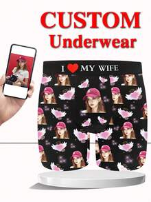 سروال داخلي 1 قطعة مطبوع للرجال مع مرونة لملابس داخلية عصرية ومريحة، للاستخدام اليومي، عيد الحب