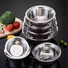 Stainless Steel Colander Strainer. Multifunctional Drain Basket Rice Washing & Draining Basket, Kitchen Tools For Fruits & Vegetables - 22CM - View 12