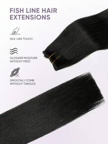 Invisible Wire Hair Extensions Human Hair 1b Nature Black 12-22 Inch Remy Human Hair Fish Line Hair Extensions Halo Hair Extensions - S1B - View 2