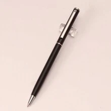1 pezzo di penna a sfera in metallo fine, inchiostro nero, punta media da 1,0 mm e scrittura fluida, una piccola penna in metallo adatta per uomini e donne, divisa della polizia, ufficio e affari.