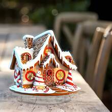 1pc,Merry Christmas Gingerbread House Acrylic Desktop Decoration - 9.61 Inches By 6.2 Inches X 6 Inches - Perfect For Home And Office! - Multicolor - View 1