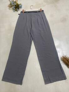 FANNY MODAS Women's High-Waisted Palazzo Pants With Belt In Marrante Fabric - Gris Oscuro - Ver 2