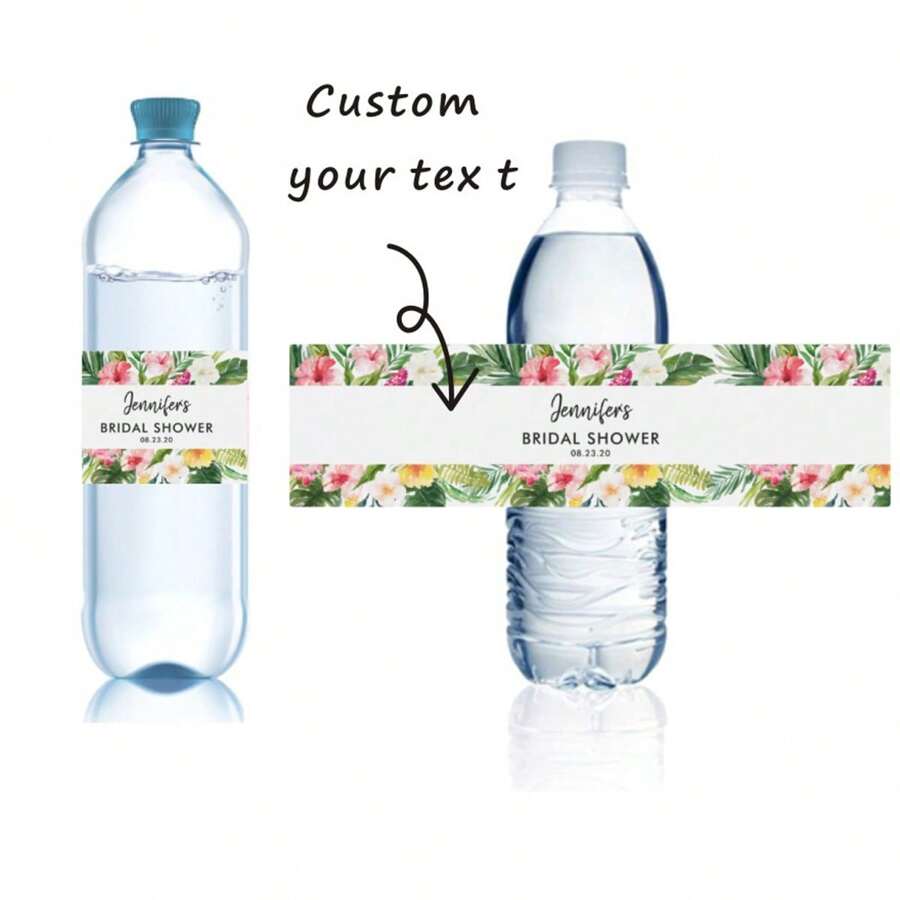 30 Pcs Custom Water Bottle Labels Stickers Self Adhesive Candy Wrap Bridal Shower Decor Personalized Text - Multicolor - View 1