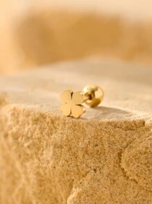 1pc Stainless Steel Four-Leaf Clover, Star, Love, Smiling Face, Hollow Heart Shaped Minimalist Fashion Earcuff Earrings For Women, Multiple Colors Available