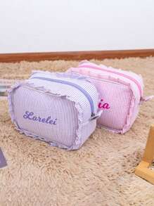 Customized Embroidered Makeup Bag With Personalized Stripes, Embroidered Lace Makeup Bag For Business Travelers, Creative Storage Bag, Personalized Bridal Gift, Bridesmaid Proposal, Groom's Toilet Bag, Bridesmaid Gift Anniversary Gift, Birthday Gift, Mother's Day Gift, Father's Day Gift, Best Friend Gift, Gift For Mom/Dad, Gift For Her/His, Gift For Girlfriend/Boyfriend/Friend