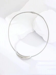 1 件不锈钢心形珠子吊坠欧美时尚感和优雅颈链，个性化 Ins 风格金色心形颈链，适合女士情人节