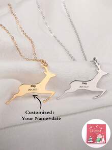 个性化 1 件英文名称和 1 件周年纪念日圣诞鹿项链，独特的配套珠宝礼物，适合圣诞节、感恩节、情人节、生日、周年纪念日、朋友、同学、毕业典礼、母亲节、高端家庭礼物 - 紅色聖誕禮盒 - 查看 19